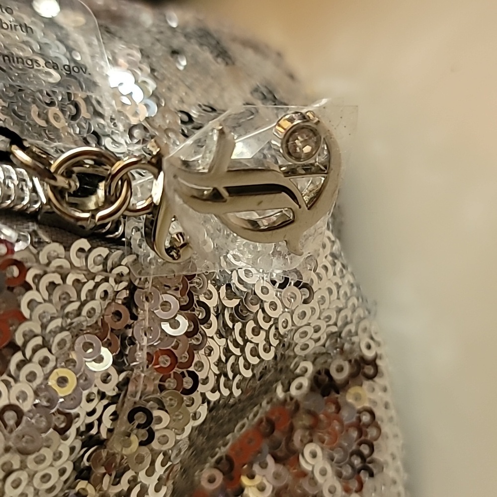 Juicy Couture Silver Sequins Zippered Cosmetic Bag with Small Toiletry Bottle - Picture 7 of 10